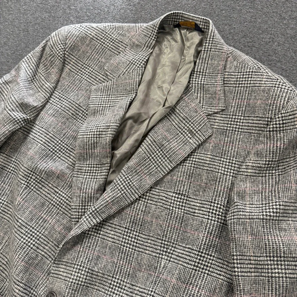 Vintage Brooks Brothers Blazer Mens 44 Gray Good Glen Plaid 2-Button Sport Coat